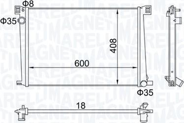 Magneti Marelli 350213168600 - Радиатор, охлаждение двигателя unicars.by