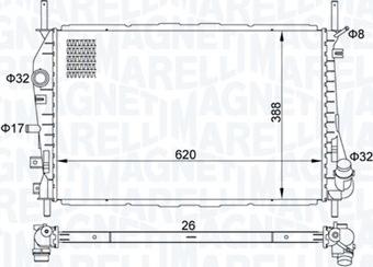 Magneti Marelli 350213177600 - Радиатор, охлаждение двигателя unicars.by