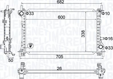 Magneti Marelli 350213201200 - Радиатор, охлаждение двигателя unicars.by