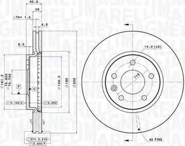 Magneti Marelli 360406108701 - Тормозной диск unicars.by