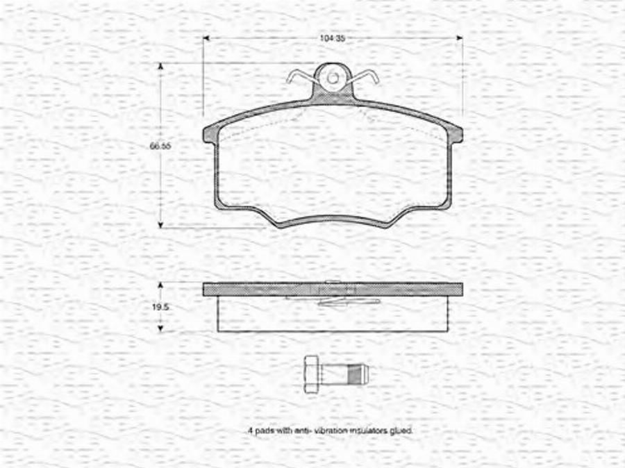 Magneti Marelli 363702160947 - Тормозные колодки, дисковые, комплект unicars.by