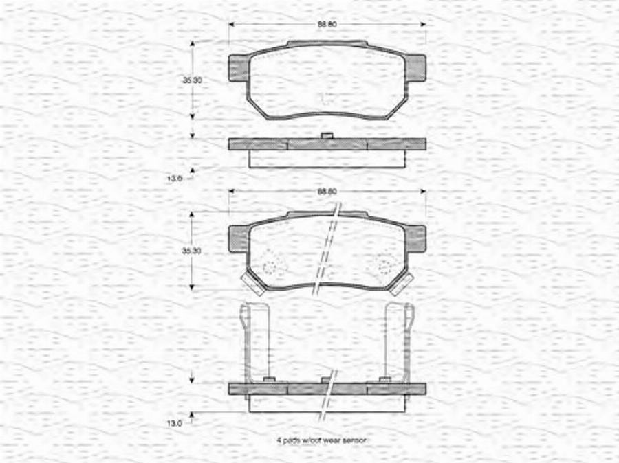 Magneti Marelli 363702160913 - Тормозные колодки, дисковые, комплект unicars.by