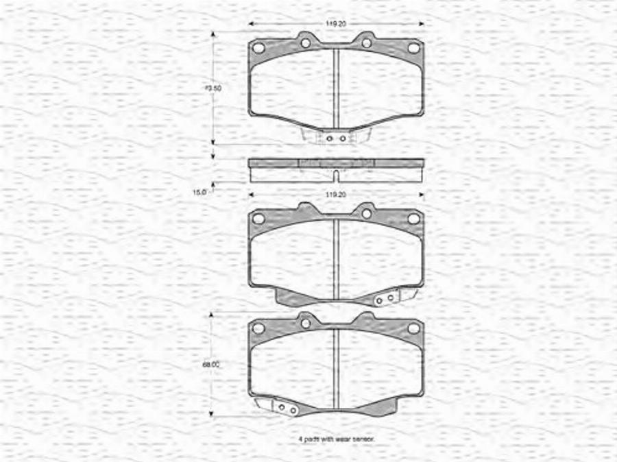 Magneti Marelli 363702160922 - Тормозные колодки, дисковые, комплект unicars.by