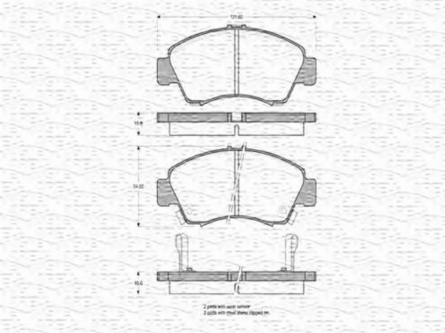 Magneti Marelli 363702160599 - Тормозные колодки, дисковые, комплект unicars.by