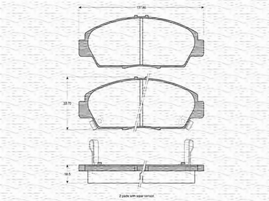 Magneti Marelli 363702160541 - Тормозные колодки, дисковые, комплект unicars.by