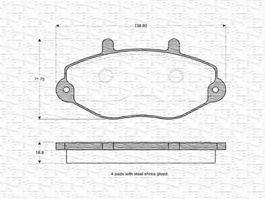 Magneti Marelli 363702160552 - Тормозные колодки, дисковые, комплект unicars.by