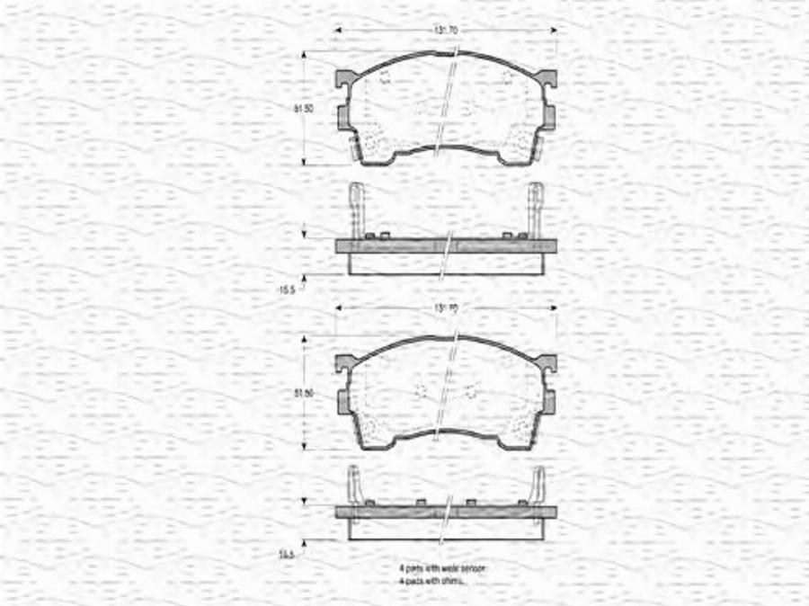 Magneti Marelli 363702160580 - Тормозные колодки, дисковые, комплект unicars.by