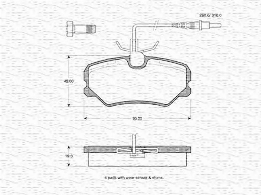 Magneti Marelli 363702160532 - Тормозные колодки, дисковые, комплект unicars.by