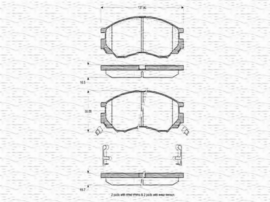 Magneti Marelli 363702160645 - Тормозные колодки, дисковые, комплект unicars.by