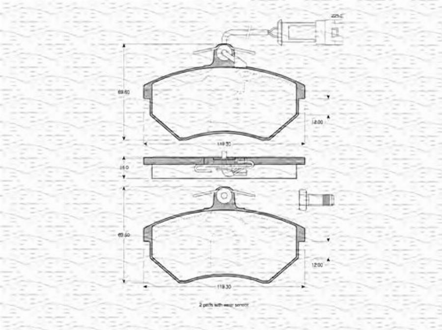 Magneti Marelli 363702160642 - Тормозные колодки, дисковые, комплект unicars.by