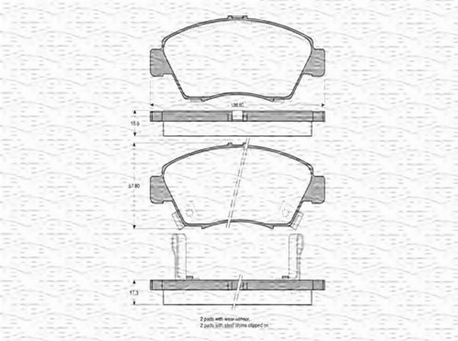 Magneti Marelli 363702160614 - Тормозные колодки, дисковые, комплект unicars.by