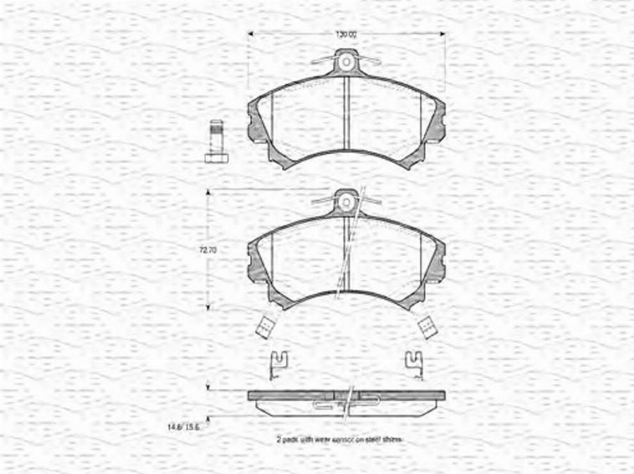 Magneti Marelli 363702160625 - Тормозные колодки, дисковые, комплект unicars.by