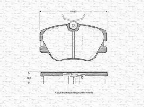 Magneti Marelli 363702160044 - Тормозные колодки, дисковые, комплект unicars.by