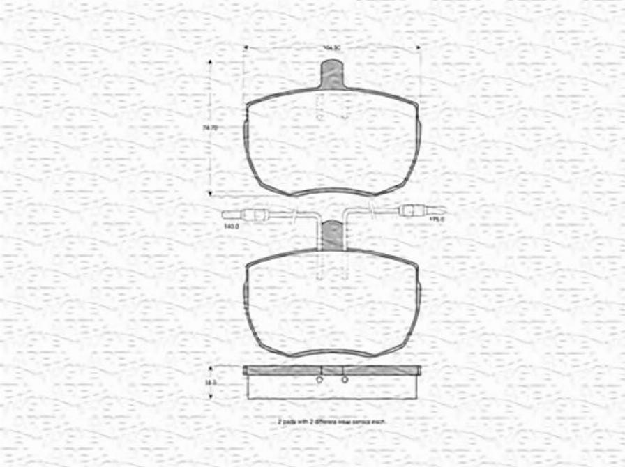 Magneti Marelli 363702160142 - Тормозные колодки, дисковые, комплект unicars.by