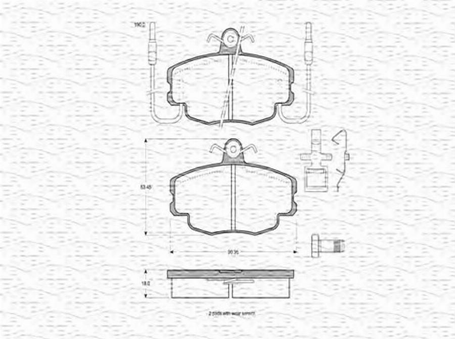 Magneti Marelli 363702160158 - Тормозные колодки, дисковые, комплект unicars.by