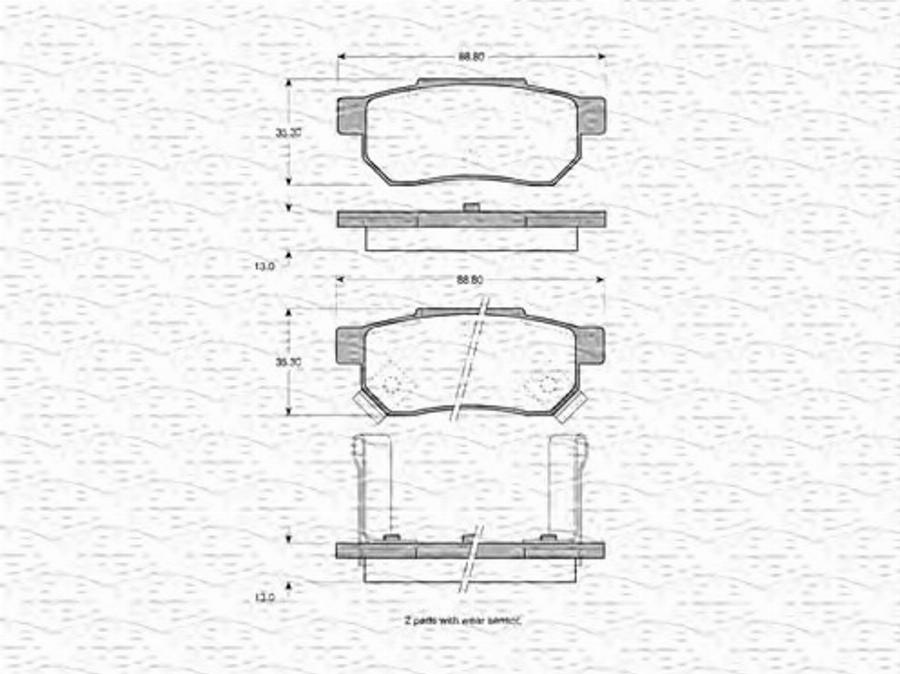 Magneti Marelli 363702160861 - Тормозные колодки, дисковые, комплект unicars.by