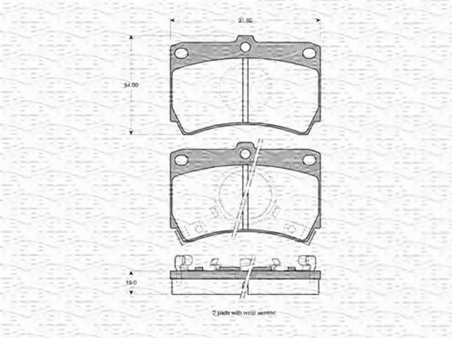 Magneti Marelli 363702160816 - Тормозные колодки, дисковые, комплект unicars.by