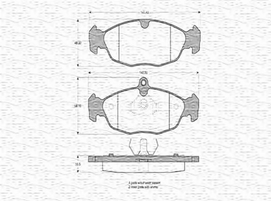 Magneti Marelli 363702160317 - Тормозные колодки, дисковые, комплект unicars.by