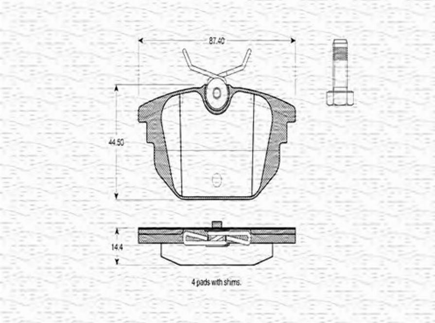 Magneti Marelli 363702160384 - Тормозные колодки, дисковые, комплект unicars.by