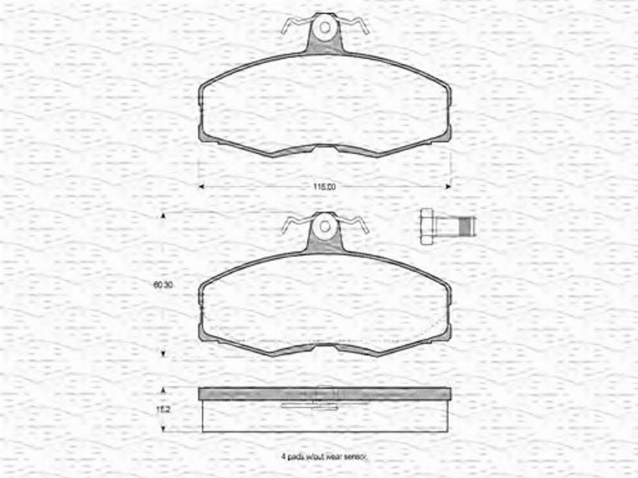 Magneti Marelli 363702160204 - Тормозные колодки, дисковые, комплект unicars.by