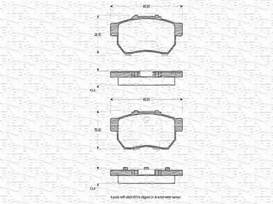 Magneti Marelli 363702160765 - Тормозные колодки, дисковые, комплект unicars.by