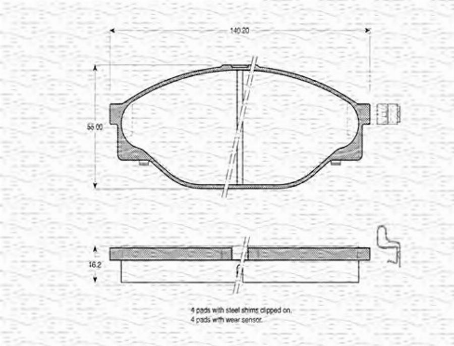 Magneti Marelli 363702160761 - Тормозные колодки, дисковые, комплект unicars.by