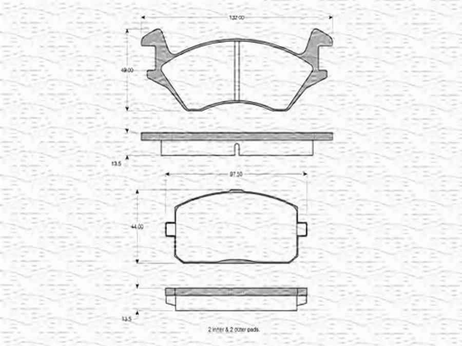 Magneti Marelli 363702160702 - Тормозные колодки, дисковые, комплект unicars.by