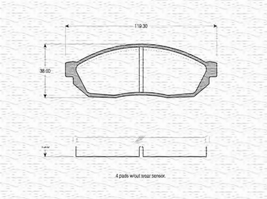 Magneti Marelli 363702160711 - Тормозные колодки, дисковые, комплект unicars.by