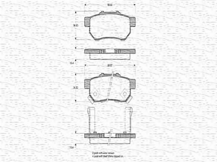 Magneti Marelli 363702160784 - Тормозные колодки, дисковые, комплект unicars.by