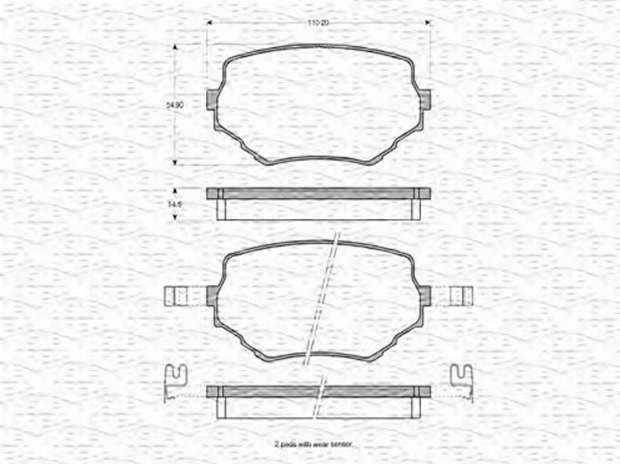 Magneti Marelli 363702160776 - Тормозные колодки, дисковые, комплект unicars.by