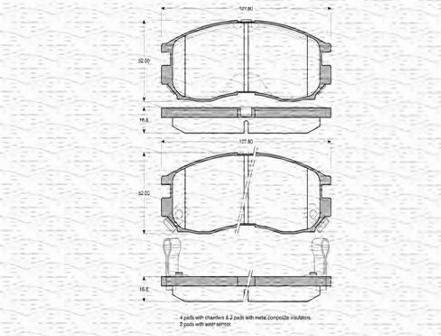 Magneti Marelli 363702160777 - Тормозные колодки, дисковые, комплект unicars.by