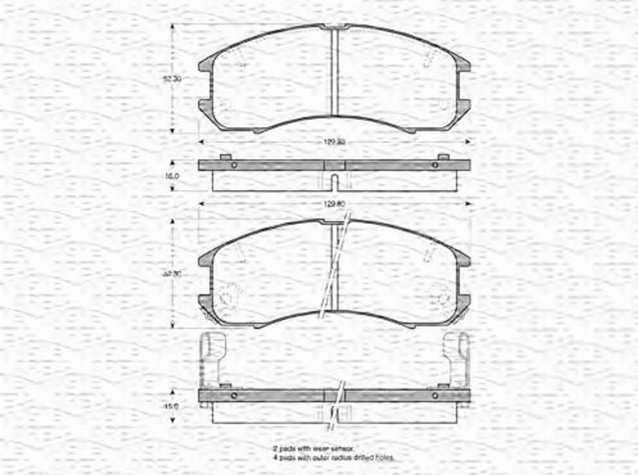 Magneti Marelli 363702161004 - Тормозные колодки, дисковые, комплект unicars.by