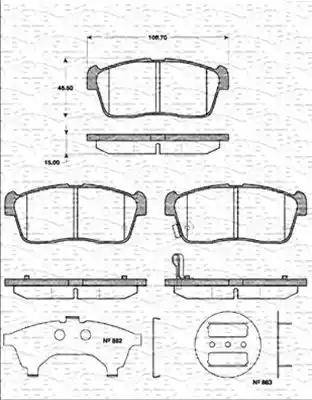 Magneti Marelli 363702161303 - Тормозные колодки, дисковые, комплект unicars.by