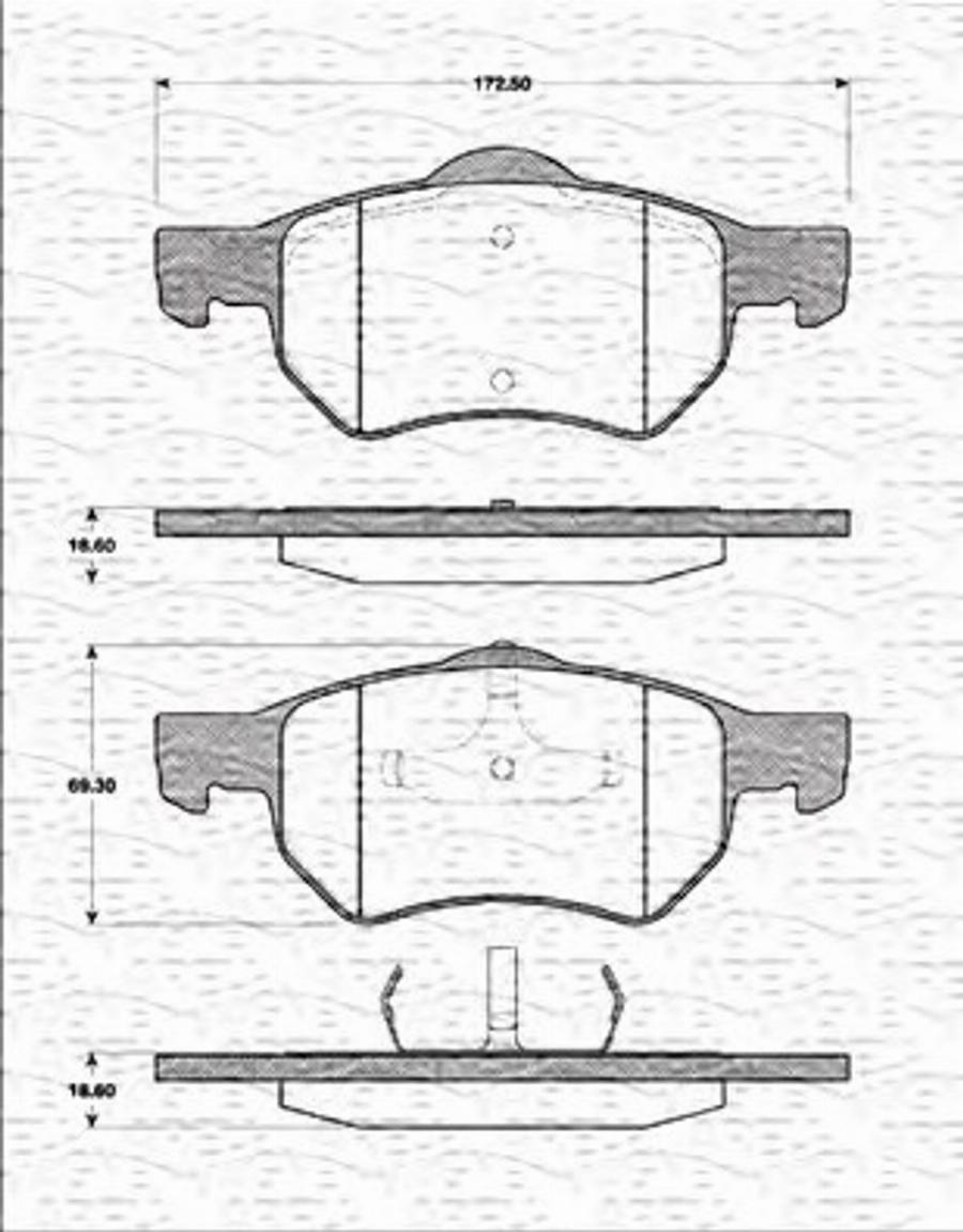 Magneti Marelli 363702161295 - Тормозные колодки, дисковые, комплект unicars.by