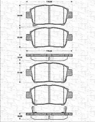 Magneti Marelli 363702161244 - Тормозные колодки, дисковые, комплект unicars.by