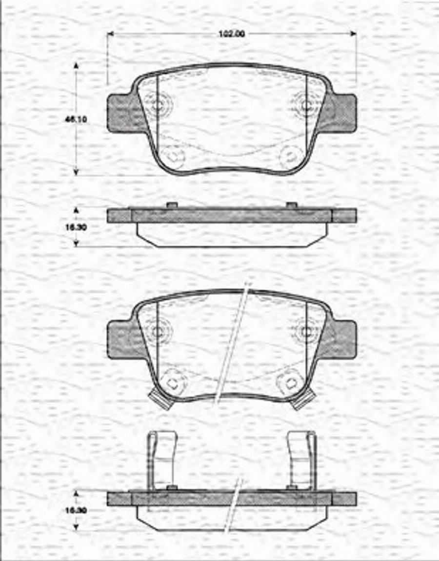 Magneti Marelli 363702161252 - Тормозные колодки, дисковые, комплект unicars.by