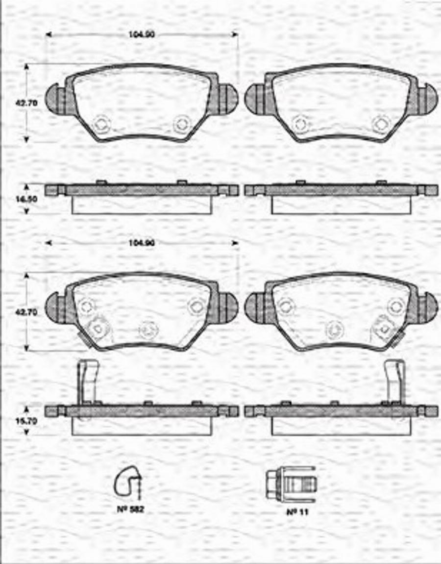 Magneti Marelli 363702161261 - Тормозные колодки, дисковые, комплект unicars.by