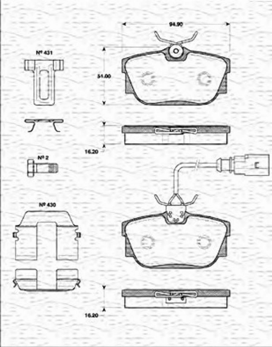 Magneti Marelli 363702161268 - Тормозные колодки, дисковые, комплект unicars.by