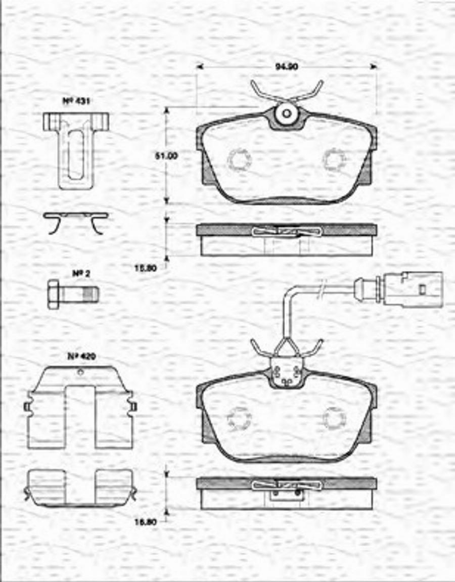 Magneti Marelli 363702161267 - Тормозные колодки, дисковые, комплект unicars.by