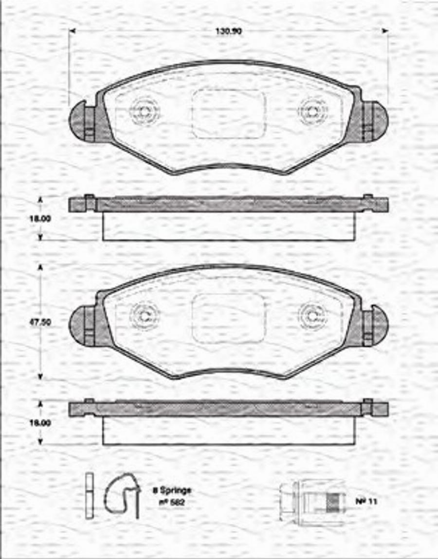 Magneti Marelli 363702161204 - Тормозные колодки, дисковые, комплект unicars.by