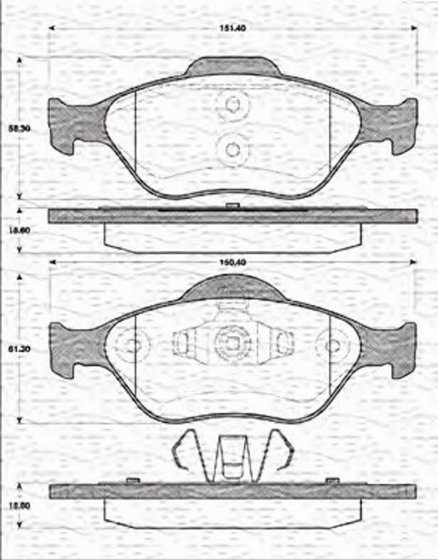 Magneti Marelli 363702161215 - Тормозные колодки, дисковые, комплект unicars.by