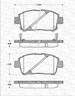 Magneti Marelli 363702161213 - Тормозные колодки, дисковые, комплект unicars.by