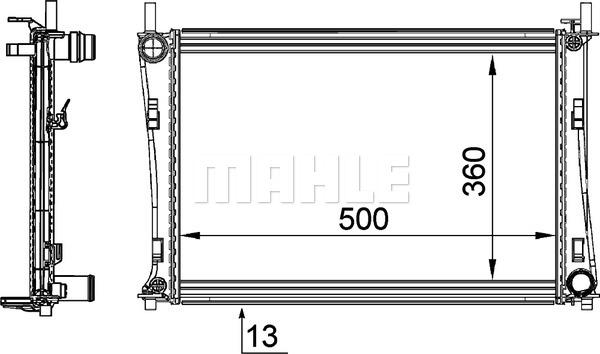 MAHLE CR 1355 000P - Радиатор, охлаждение двигателя unicars.by