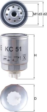 MAHLE KC 51 - Топливный фильтр unicars.by