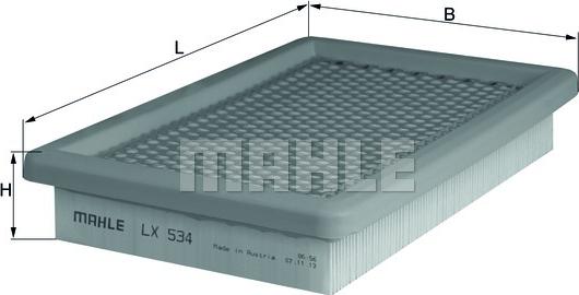 MAHLE LX 534 - Воздушный фильтр, двигатель unicars.by