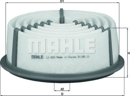 MAHLE LX 833 - Воздушный фильтр, двигатель unicars.by