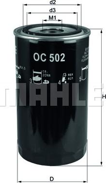 MAHLE OC 502 - Масляный фильтр unicars.by