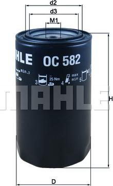 MAHLE OC 582 - Масляный фильтр unicars.by