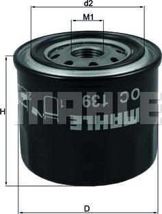 MAHLE OC 139 - Масляный фильтр unicars.by