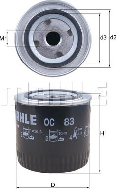 MAHLE OC 83 - Масляный фильтр unicars.by